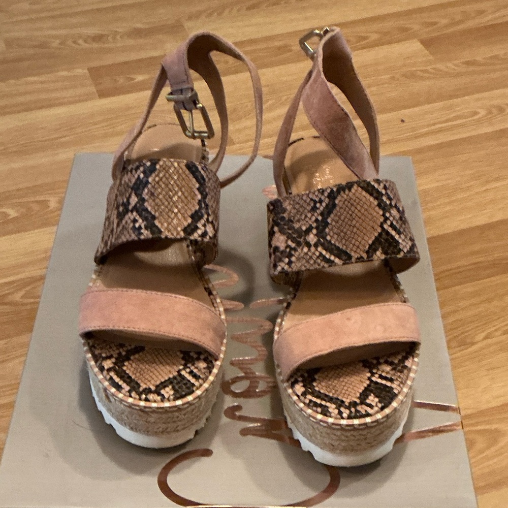 Crown Vintage Blush and Snake Print Platform Sandals